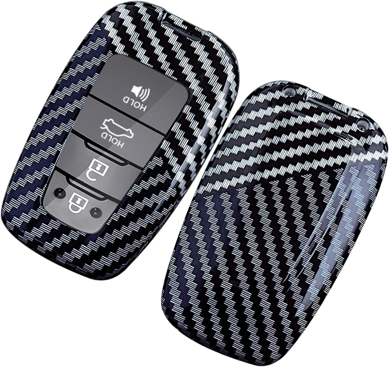 KUNIO Color Collision Design Key Fob Cover Case Fit for Toyota Highlander Camry C-HR GT86 Corolla 4Runner Key Holder Key Protector Key Shell Car Accessories Black-Round buckle