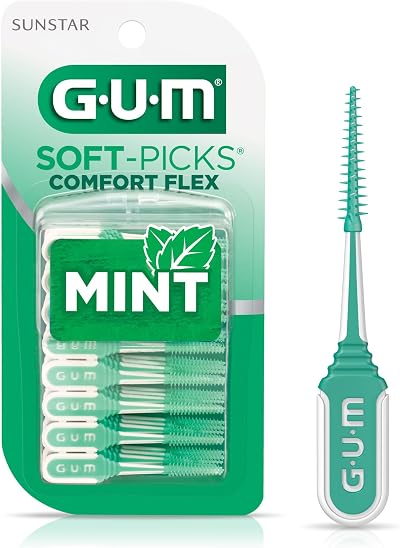 GUM-6705R Soft-Picks Comfort Flex Mint Dental Picks, New Invigorating Mint Flavor, 80 Count