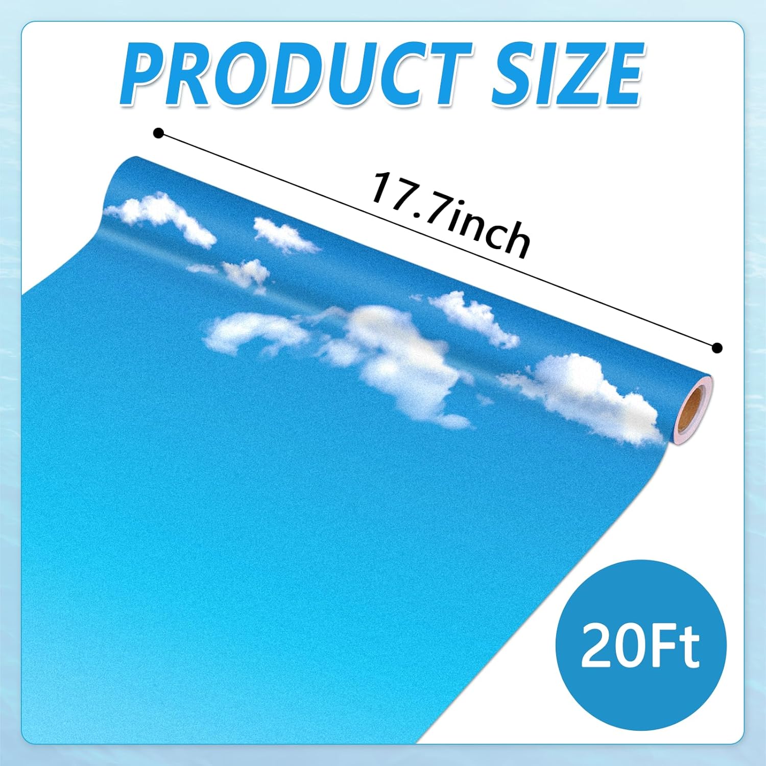 Qyeahkj 17.7in x 20ft Bulletin Board Paper Roll Bulletin Board Background Paper Fade Resistant Classroom Decoration Poster Art Craft Home Wall Education Decor Supplies Blue White Clouds