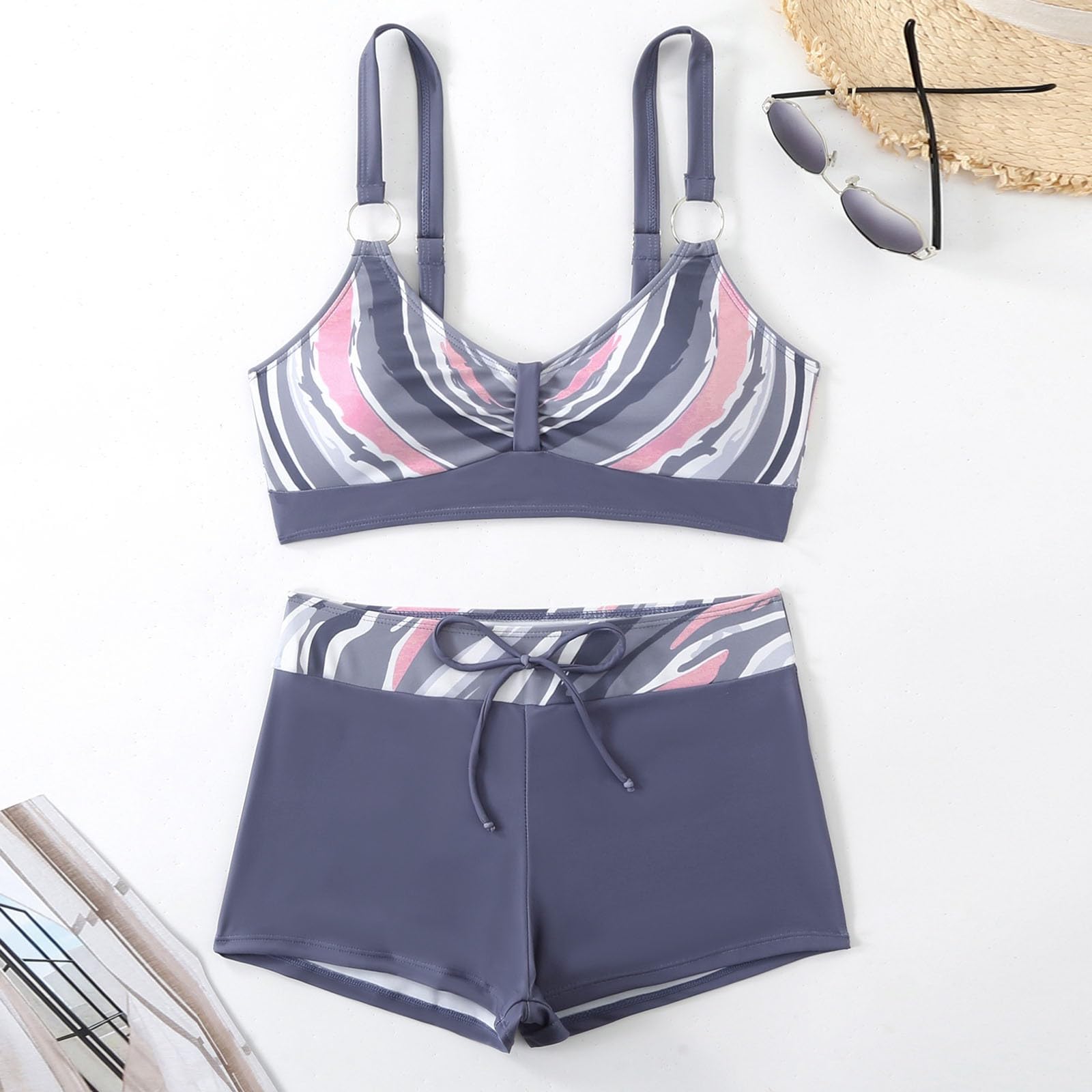 Bikini Mujer Bañador Deportivos Ropa De Baño Reductor Pecho Reductores Traje Short Moldeador 2 Piezas Sujetador Grande Barriga Push Up