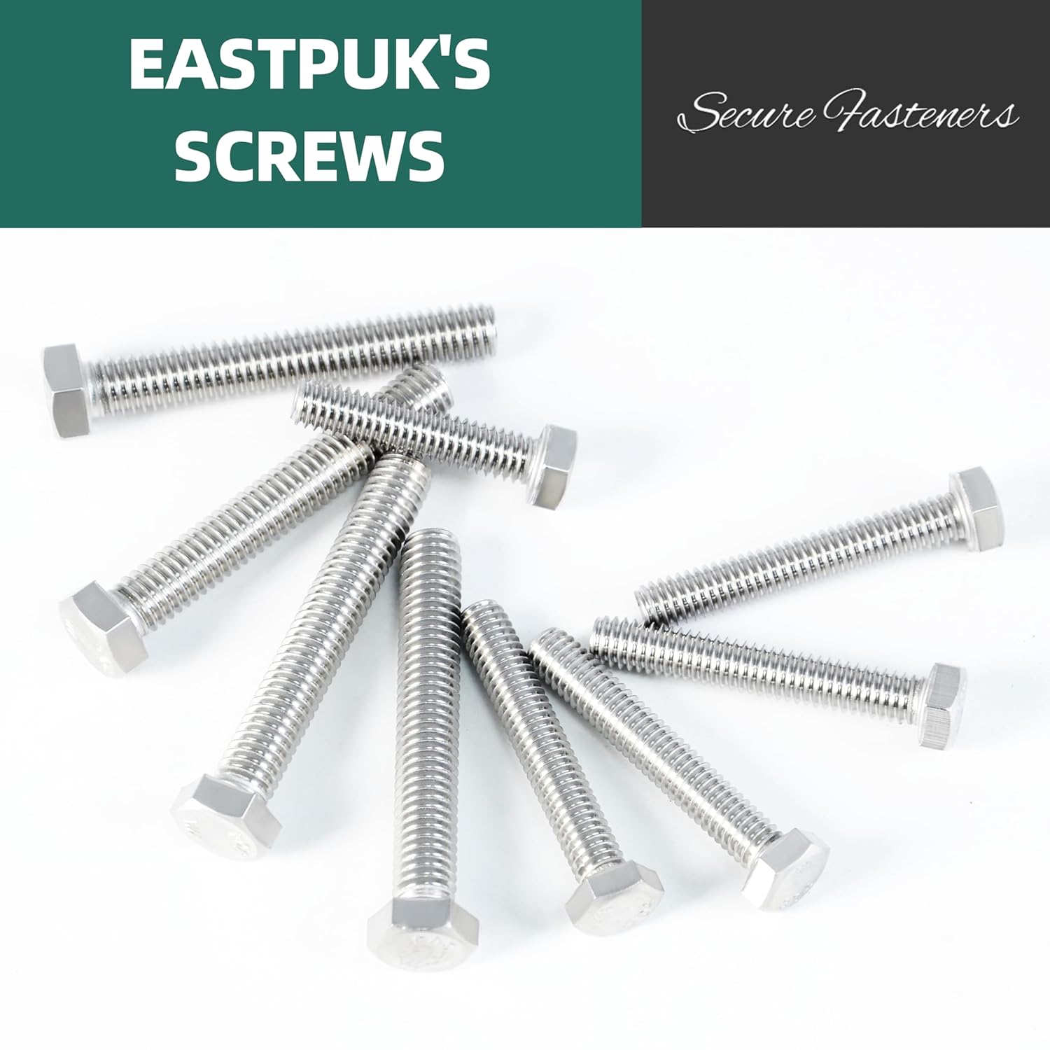 410Piece Stainless Steel Hex Head Screws and Bolts Assortment Kit 1/4-20, 5/16-18, 3/8-16 Sizes, Includes Assorted Nuts, Washers, and Fasteners Bright Finish by EASTPUK