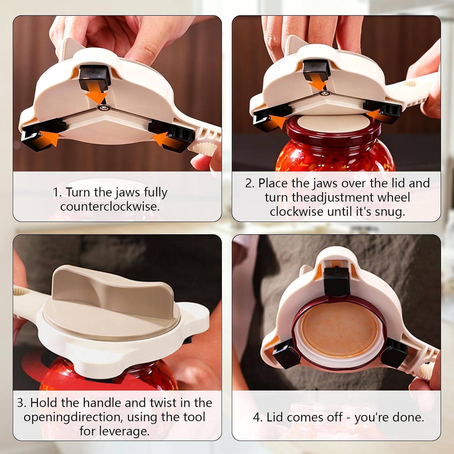 Jar Opener for Weak Hands - Adjustable Jar Openers for Seniors, Includes Wine Bottle Opener & Rubber Gripper Pad, Effortless Jar Lid Bottle Can Openers for Seniors with Arthritis Weak Hands