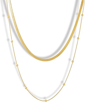 Flat Snake Chain Gold Necklaces Set 