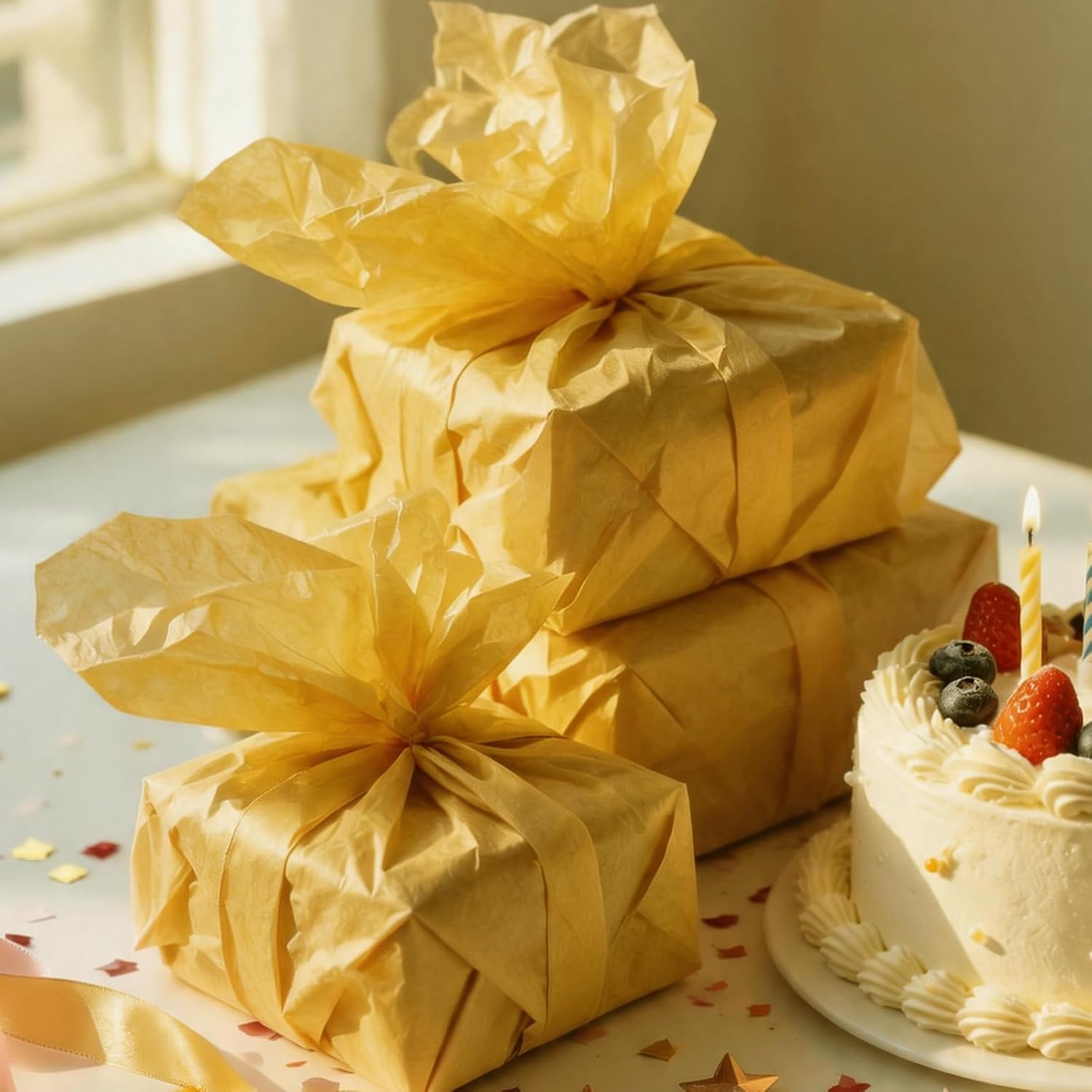 180 Sheets Gold Tissue Paper for Gift Bags Packaging Crafts 14 X 20 Inches image 3