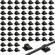 100 Pcs Self Adhesive Cable Clips, Flat Cable Management Clips, Sticky Cables Clip, Adhesive Wire Holder Tidy Clip Hooks for Car Office Outdoor Lights Organiser (black-100PCS)