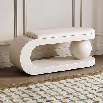 JHDXL Modern Entryway Bench, Multifunctional Shoe Rack Bench with Soft Cushion, Indoor midcentury end of Bed Bench with Metal Frame, for Farmhouse, Kitchen, Living RoomWhite,80cm/31.5in