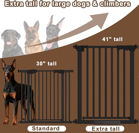 41 Extra Tall Baby Gate for Big Dog No Jumping Over,30-62.6 Wide Pet Safety Gate Indoor for Doorways No Drilling,Auto Close Child Puppy Gates for Stairways Pressure Mounted (Black)