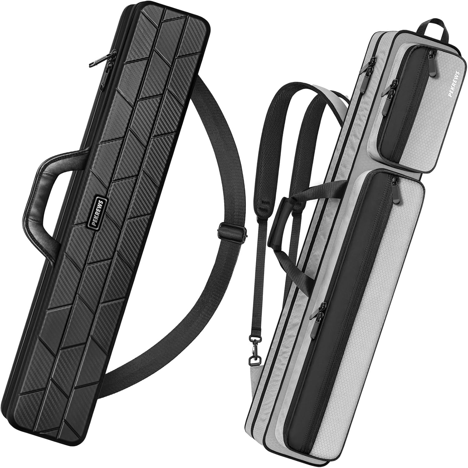 4x5 Soft Cue Bag Grey & 4x4 Hard Pool Cue Case Carbon Black Set