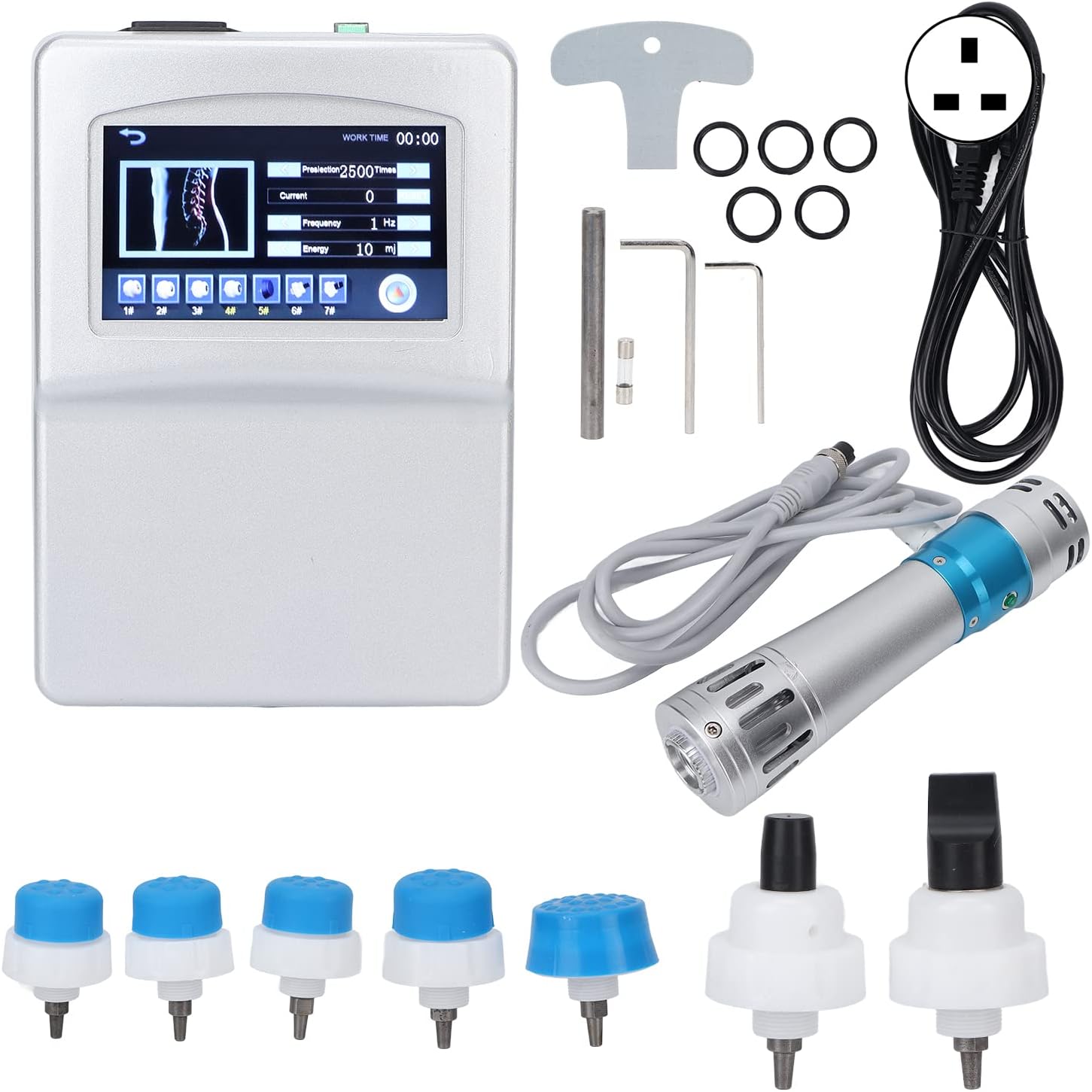 ED Shockwave Therapy Machine, Professional Shockwave Machine Extracorporeal ED Shock Impulse Waves Machine with 7 Head for ED Treatment and Relieve Pain(#3)