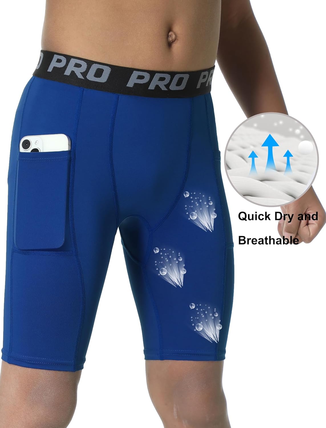 EXARUS Youth Boys Compression Shorts Side Pocket Performance Athletic Base Layers Underwear Running Sports Soccer - Image 4