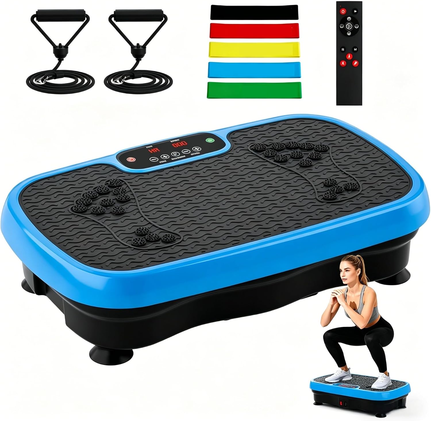 TDH Vibration Plate Exercise Machine, Power Vibration Platform for Weight Loss, Shaping and Toning with Resistance Band – Home Gym
