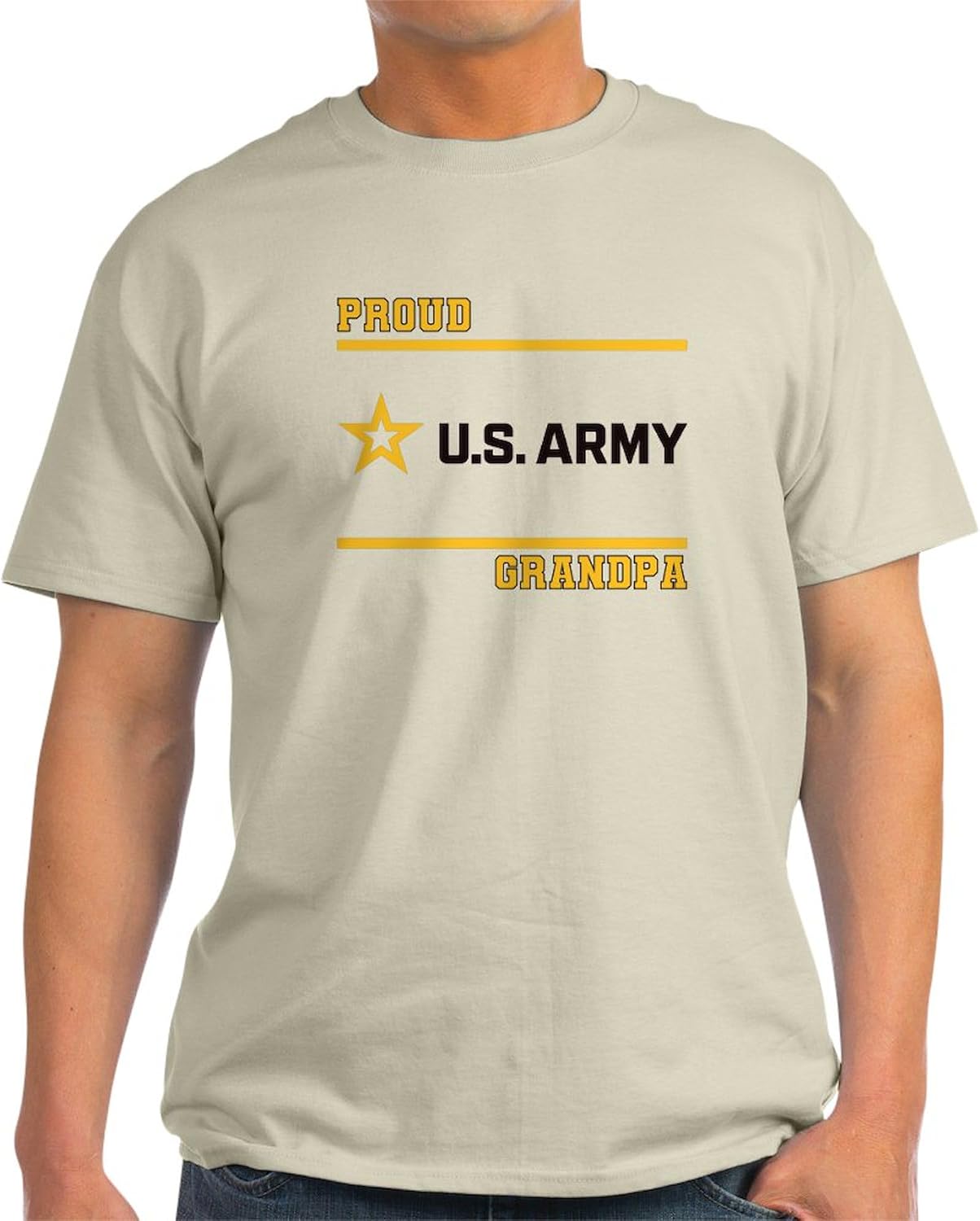 CafePress Proud Army Grandpa Black and Gold T Shirt Men's 100% Cotton, Classic Graphic Light T-Shirt