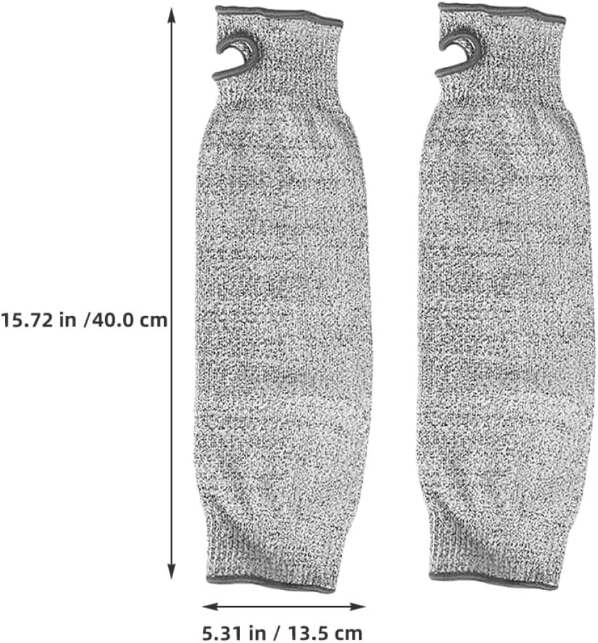 Zerodeko Cut Resistant Arm Sleeve Guard for Gardening and Work, Protective Forearm Sleeves with Thumb Hole, Gray-black Pe Material, Large 40cm Length, 2pcs