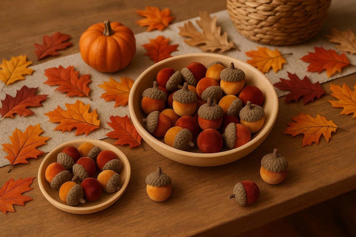 Box of Decorative Velvet Acorns Autumn - Assorted Colours - Autumn Decoration Acorn Themed Décor Prop Foliage - Autumnal Decoration - Perfect for Home, Kitchen, Living Room