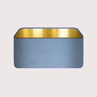 Duck Egg Blue Velvet Brushed Gold Rounded Rectangle Lampshade