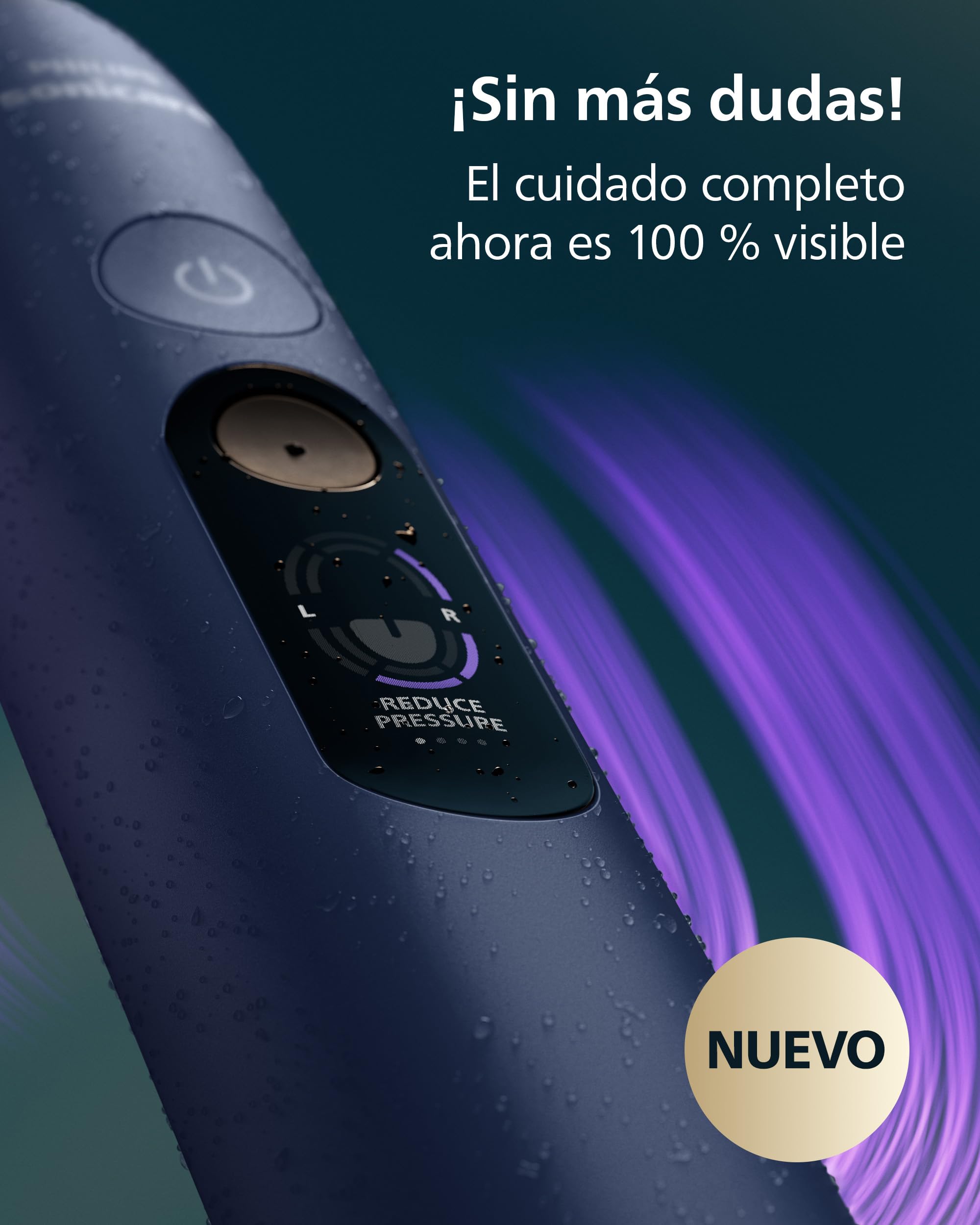 Philips Sonicare Next-Generation DiamondClean 8500 Cepillo de dientes eléctrico - con Smart Pressure Feedback y 18 ajustes, azul oscuro, HX8515/13