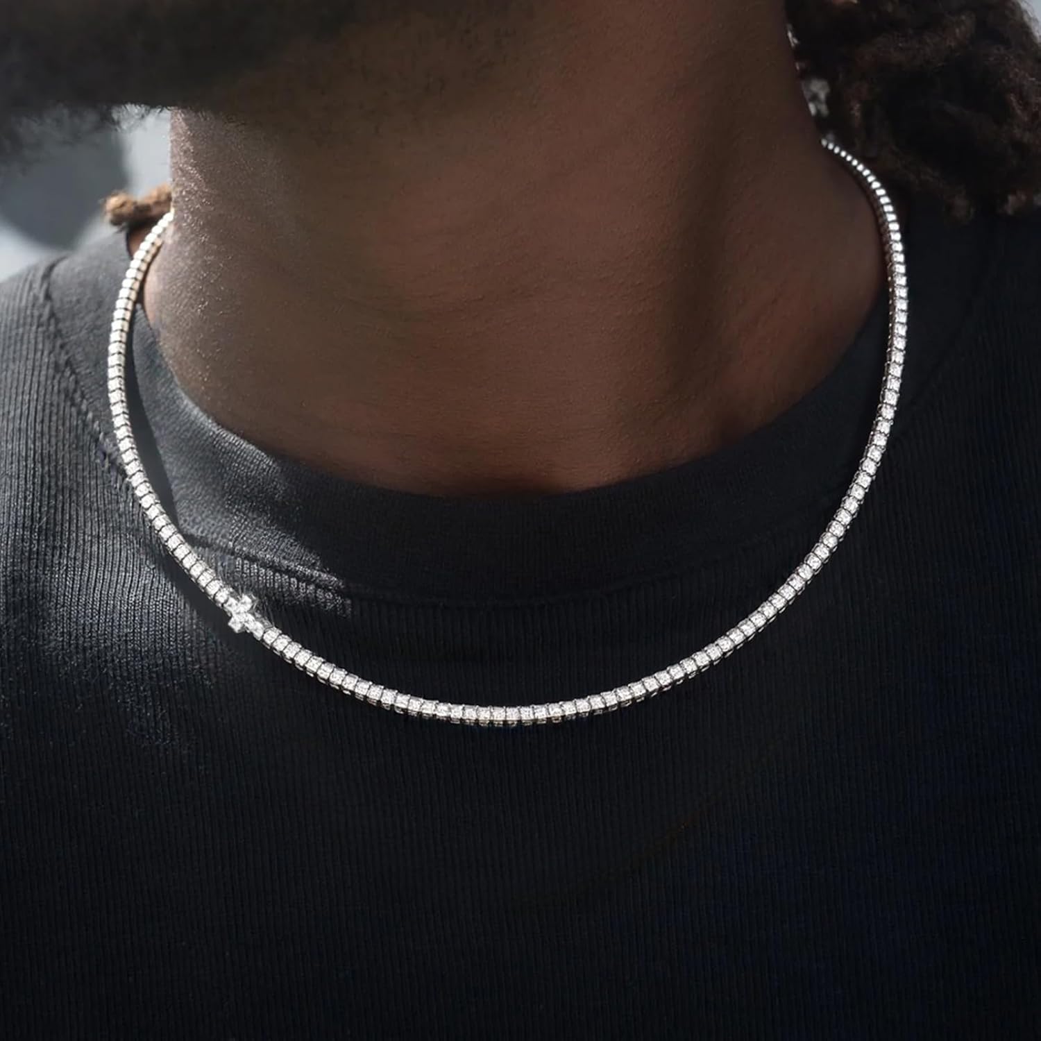 BREN Tennis Necklaces for Women - Gold Plated Cross Necklace Tennis Chain - 3.0mm AAAAA Cubic Zirconia Tennis Necklace for Women Men 16-20inch - Image 6