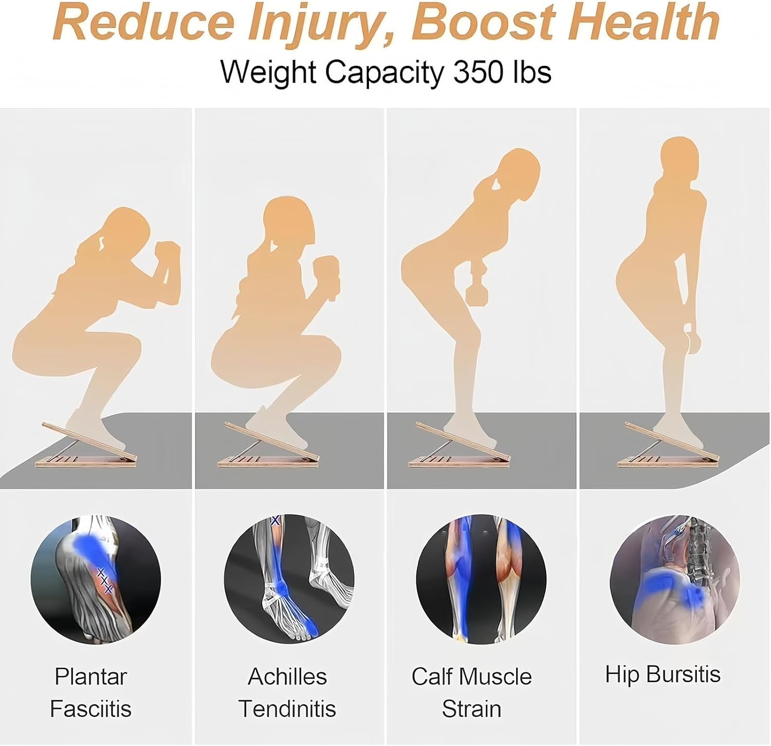 Slant Board Calf-Stretching, Wooden Non-Slip Pilates Incline Balance Block for Ankle and Leg Stretching, Heel and Knee Relief Suitable for Men, Women, Teens, Youth, Wife, Husband, Son, Daughter