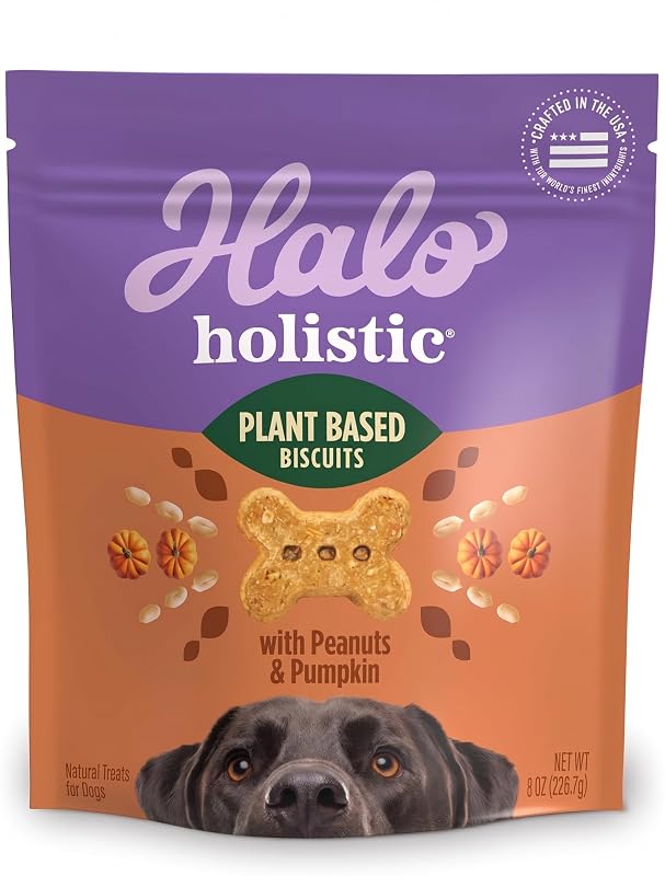 Petisco vegetal para cães Halo com amendoim e abóbora, 227 g