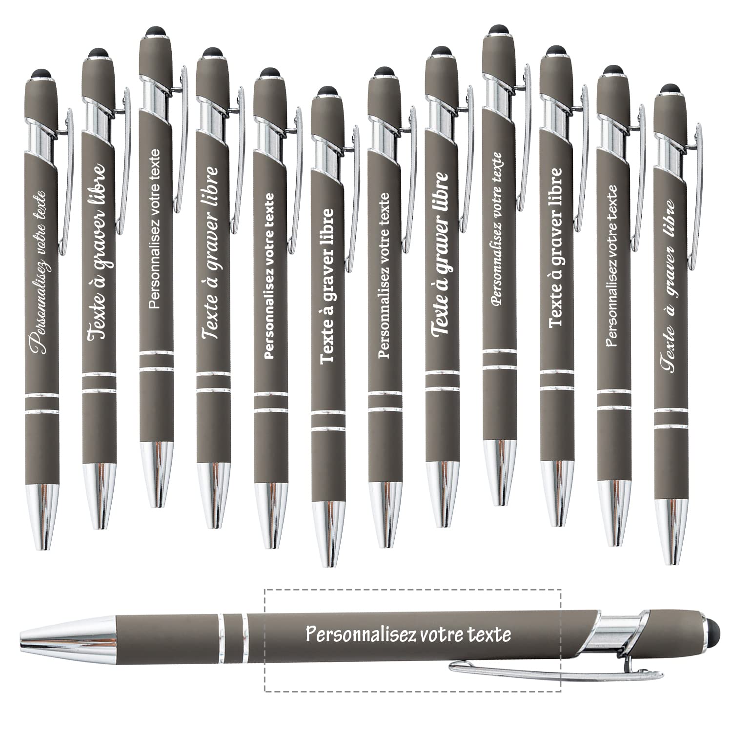 Brocade Creek 60 personalised ballpoint pens with names, with soft touch screen pens, dual purpose pens for study, office, smooth writing, black ink pens — image 1