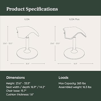 Branch Saddle Stool - Height-Adjustable Active Seat with Ergonomic Design, Recycled Polyester Fabric, Wobble Stool Supports Movement in All Directions, Home & Office Stool - ILOA Plus Black