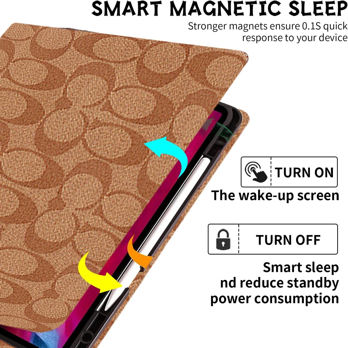 Designer Compatible with iPad (A16) 11th Generation Case 11 Inch 2025,iPad 10th Generation Case 10.9 Inch 2022,Slim Stand PU Leather,with Pencil Holder and Soft TPU Back,Auto Sleep/Wake-Brown