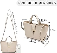 Vista 5 de Bolso cruzado de cuero con asa superior, bolso de mano para mujer, con asa superior y correa ajustable Blanco
