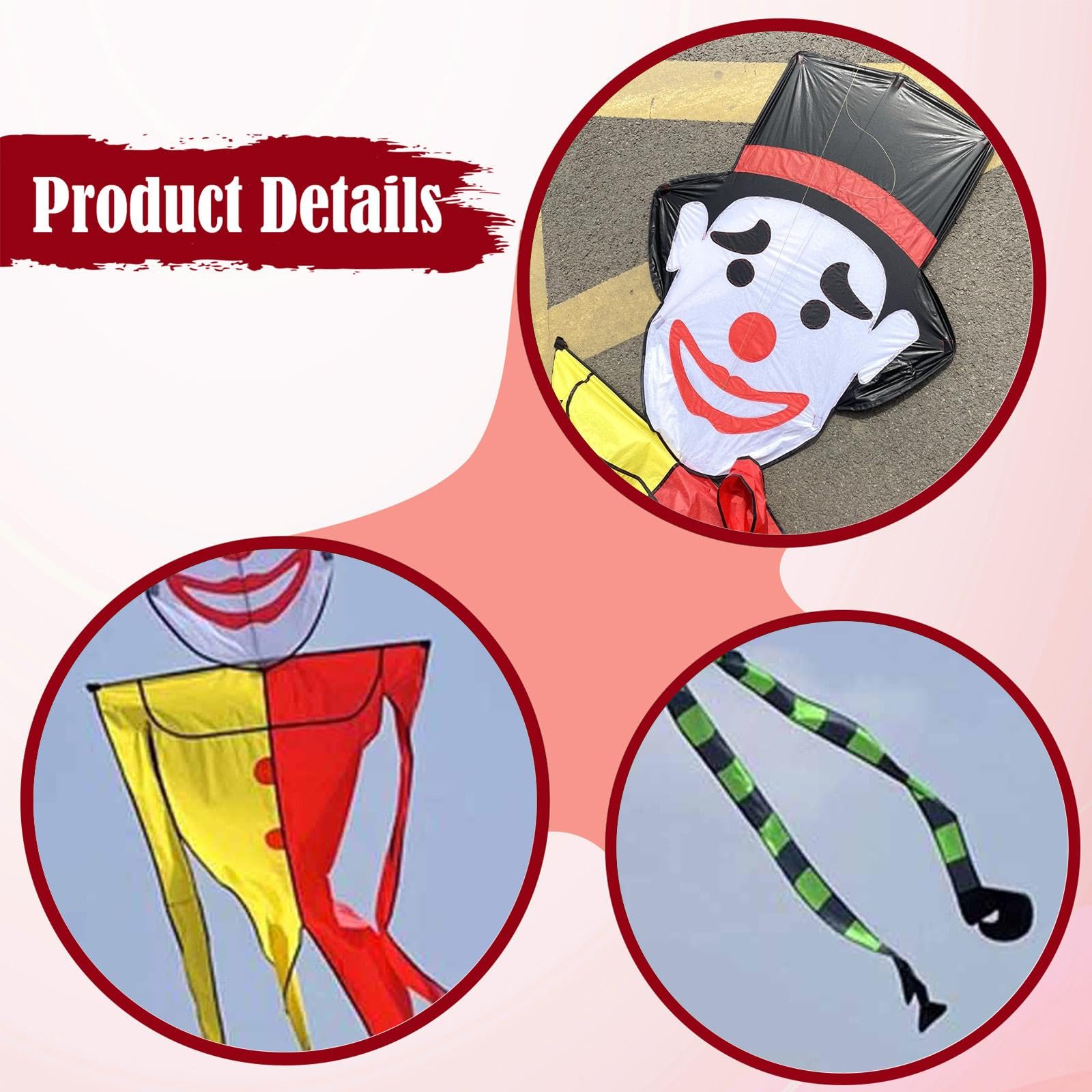 Aquilone da Clown Robusto per Principianti Adulti per Esterni Giardino Spiaggia