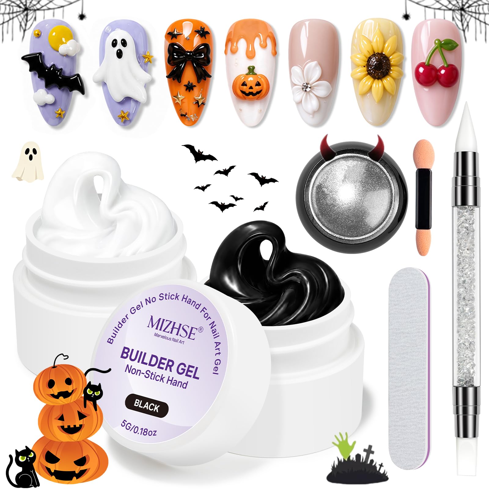 3D Nail Art Gel Kit - Clear & White Sculpting -18
