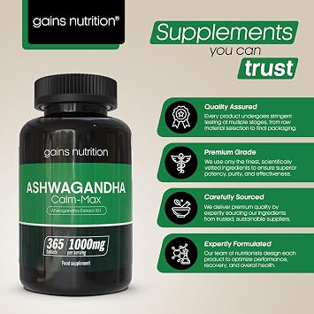 GN Ashwagandha | 365 Ashwagandha High Strength Tablets - 1000mg Ashwaganda Extract (10:1) per Serving | Ashwaganda Root Tablets | Non-GMO, Gluten & Allergen Free | Made in The UK