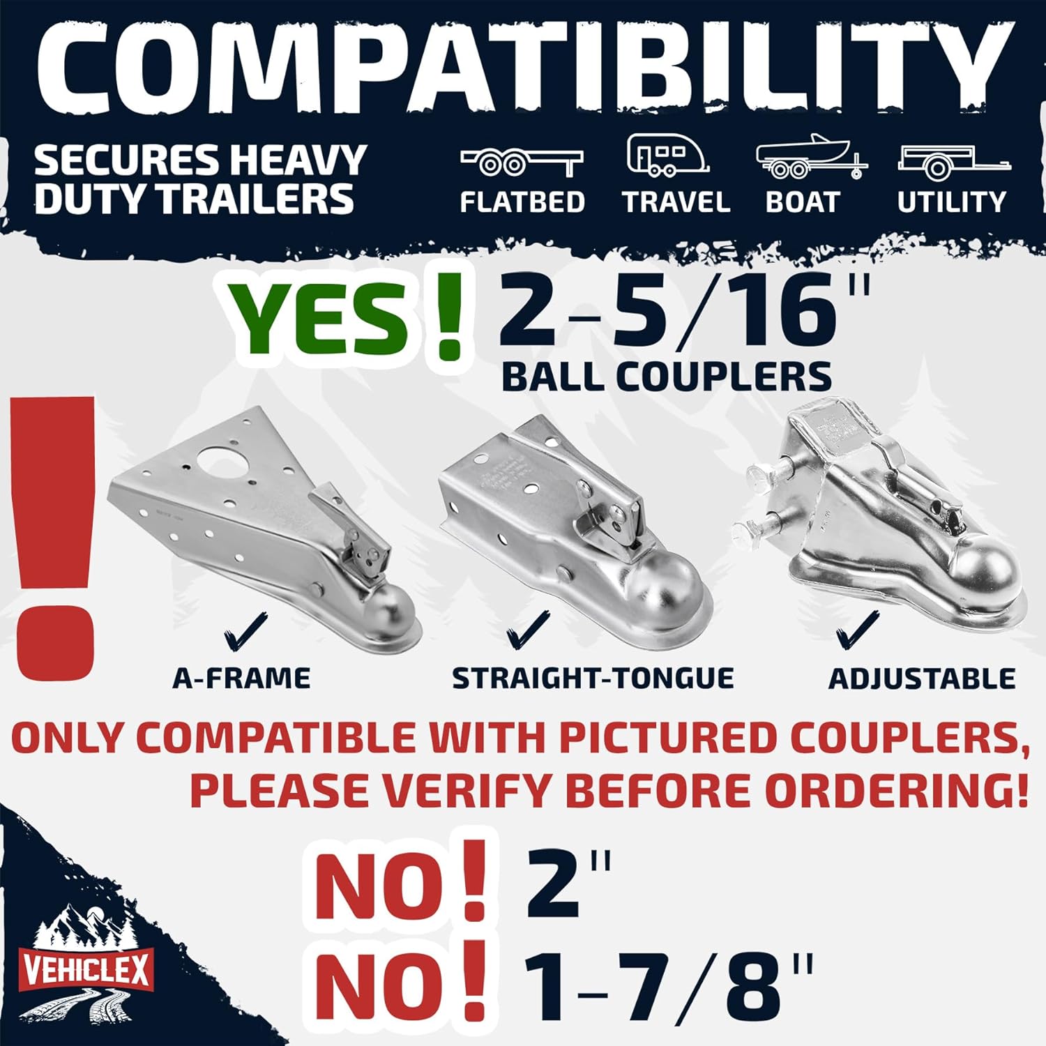 Vehiclex 2-5/16-Inch Trailer Coupler Lock – Heavy-Duty Carbon Steel with Weatherproof Shield and Dual-Layer Coating for Maximum Security (Red)