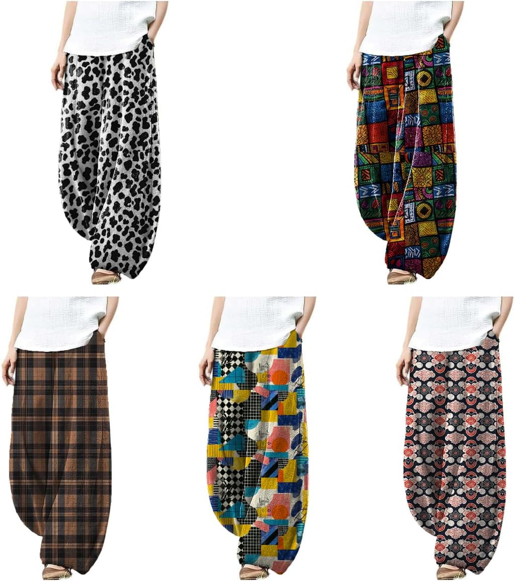 Womens Beach Pants Comfy Lightweight Wide Leg with Pockets Vacation Pants Summer Beach Fashion Pants for Women - Image 3