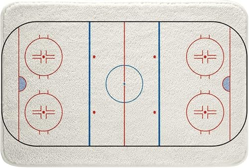 Tapetes de baño de hockey para baño, pista de hockey sobre hielo, pista de hockey, antideslizante, 20 x 32 pulgadas, tapete de forro polar para