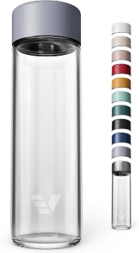 Glass Water Bottle 20oz - Non-insulated | Borosilicate Glass | Dishwasher Safe | No Plastic Touches Contents | A pure drinking experience - Purple