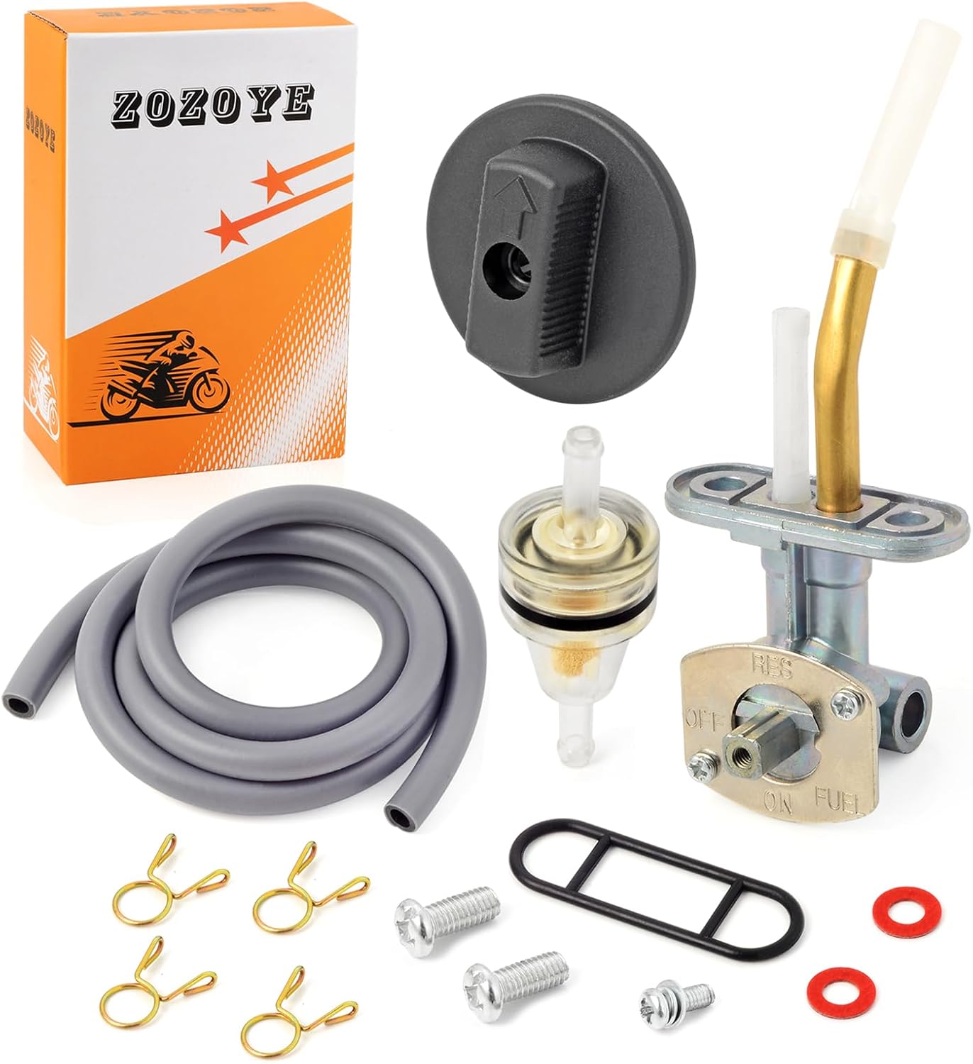 Fuel Valve Petcock Tank Switch and LEVER Compatible with Arctic Cat 250 300 375 400 454 500 1998-2005 0470-445 0470-408