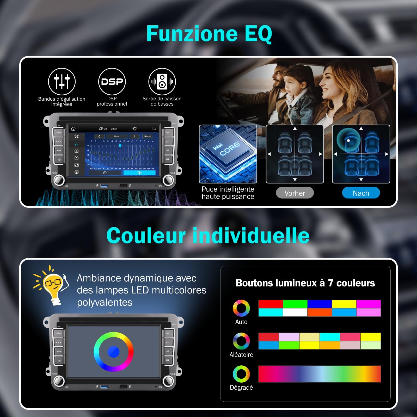 [Prestazioni Elevate] Autoradio Linux 7" IPS con Autoradio con CarPlay senza fili Android Auto, Bluetooth, FM/AM, USB, EQ – per VW Golf 5/6, Passat, Jetta, Caddy, Polo, CC, Tiguan, EOS, Touran, T5
