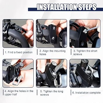 Motorcycle Helmet Lock,Metal Anti‑Theft Motorbike Helmet Lock with 2 Keys, Riding Accessory for 22mm/0.9 Inch Handlebar Tube, Universal for Motorbike,Bicycle,Scooter