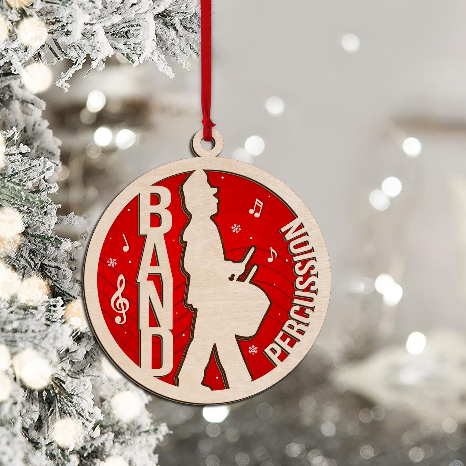 Wooden 3D Snare Drum Ornaments for Christmas Tree, Marching Band Percussion - Snare Drummer Ornament, Musical Instrument Snare Drum Marching Band Gift Keepsake for Drummer, Percussionist, Band Members image 4