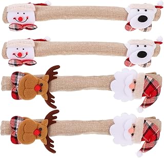 HONMEET 4 Peças Luvas De Maçaneta De Geladeira Decorações De Natal Protetor De Maçaneta De Porta Capas De Maçaneta De Micro-Ondas Protetor De Maçaneta De Porta De Eletrodomésticos De