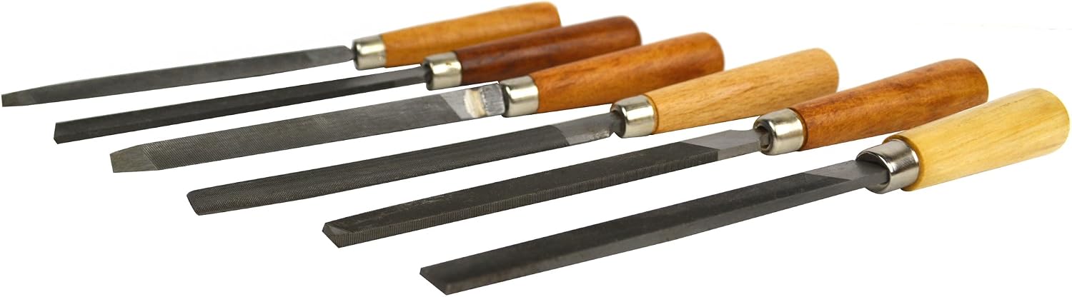 Set of 6 Files w/Wooden Handle Wax Plastic Wood Carving Filing Jewelry Tool