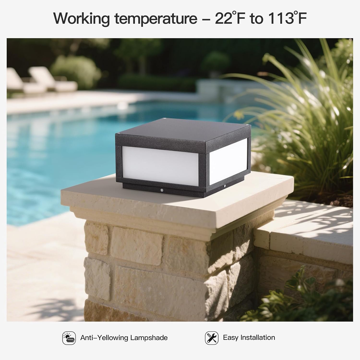 MVBT Outdoor Post Lights Hard Wired, AC100-240V 11.8" Column Light, Modern Pillar Lights Outdoor Waterproof, 3000K Square Post Lamp LED Lighting, Large Gate Fence Posts Light for Garden Patio Outside