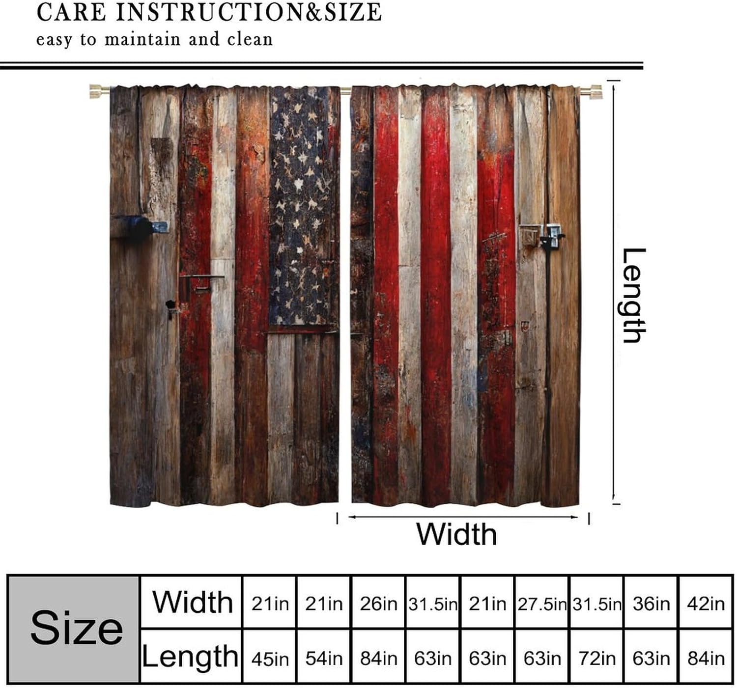 Rustic Old Barn Blackout Curtains, Vintage Retro American Wooden Country Barn Door Farmhouse Western Window Drapes, for Living Room Bedroom 42" W X 45" L