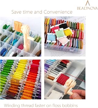 BEADNOVA Floss Bobbin Winder Embroidery Thread Floss Winder for Cross Stitch Thread Embroidery Crafting Sewing DIY
