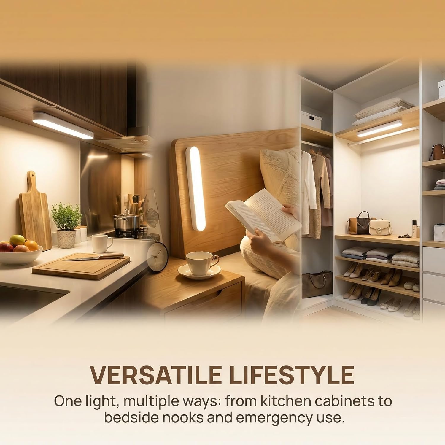 Smart Eye-Friendly Magnetic Attachment LED Light USB Type Plug-and-Play Installation Reliable Performance Energy Saving for Desk Study Dormitory Bedroom Wardrobe Camping Outdoor Rectangular 1Pack