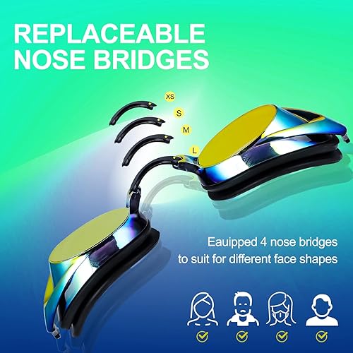 Miniatura 5 de Gafas de natación, paquete de 2 gafas de natación antivaho con protección UV sin fugas para adultos, hombres, mujeres, jóvenes