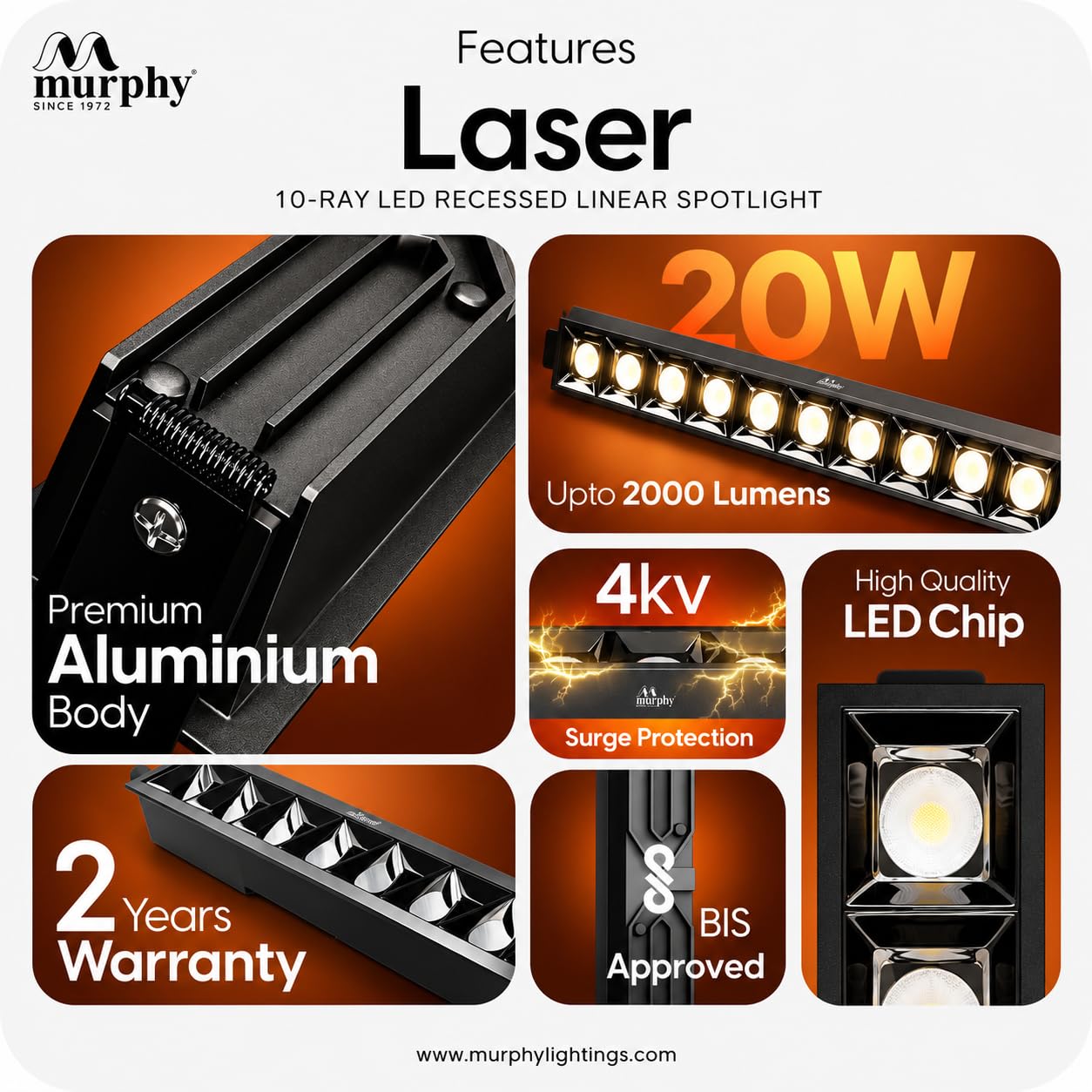 Murphy LED Spot Light - Black Finish, 20W -2