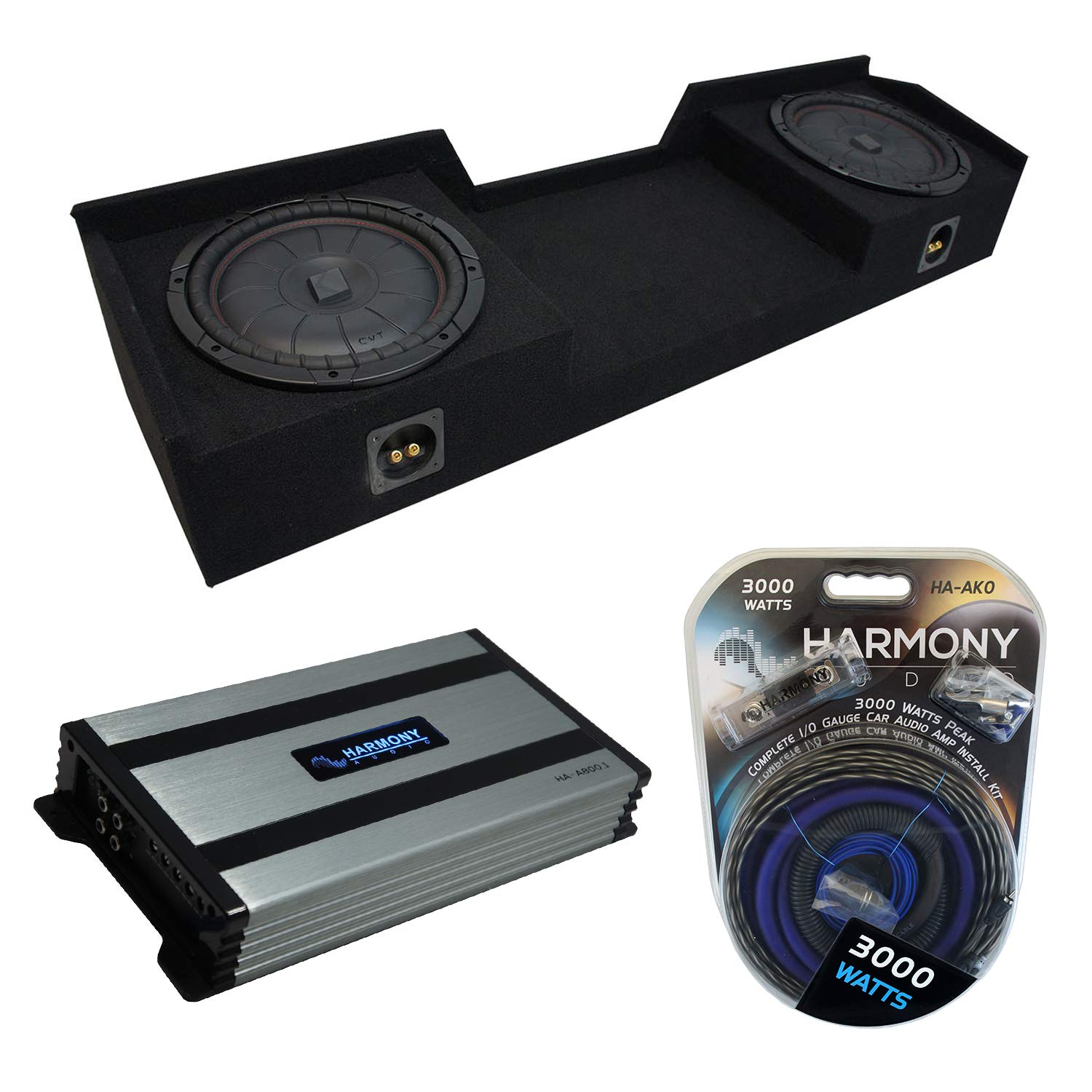 Harmony Audio Compatible with 2004-2015 Nissan Titan King or Crew Kicker Bundle CompVT CVT10 Dual 10 Sub Box Harmony HA-A800.1