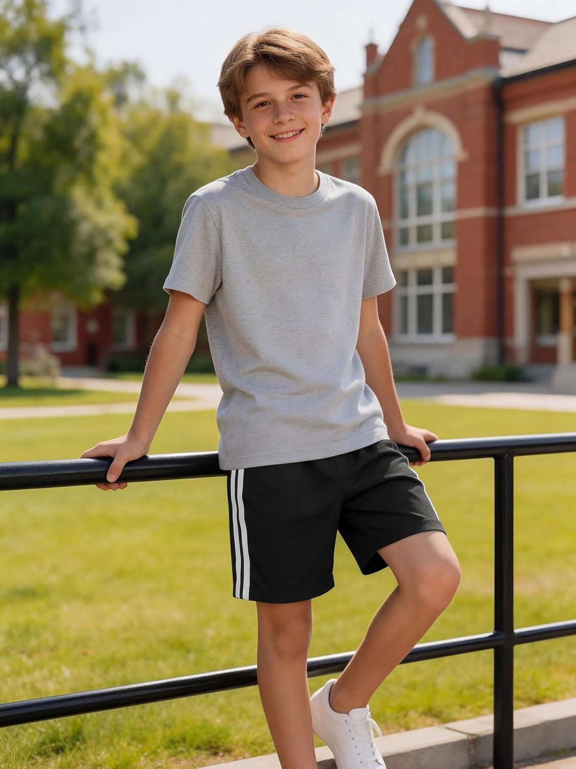Resinta 5 Pack Boys Shorts Boys Quick Dry Athletic Pull-On Shorts with Elastic Waist for Summer Playwear