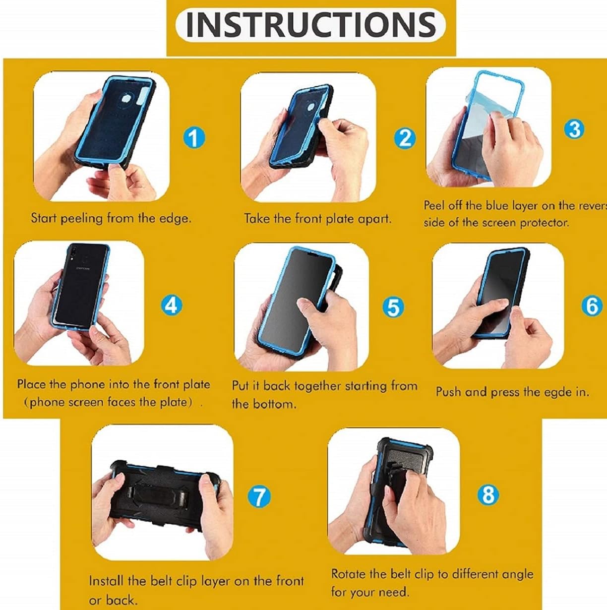 Aetech Phone Case for Samsung Galaxy A10e Case with Belt Clip Built in Screen Protector Kickstand Heavy Duty Durable for Women Men Girls Boys - Black