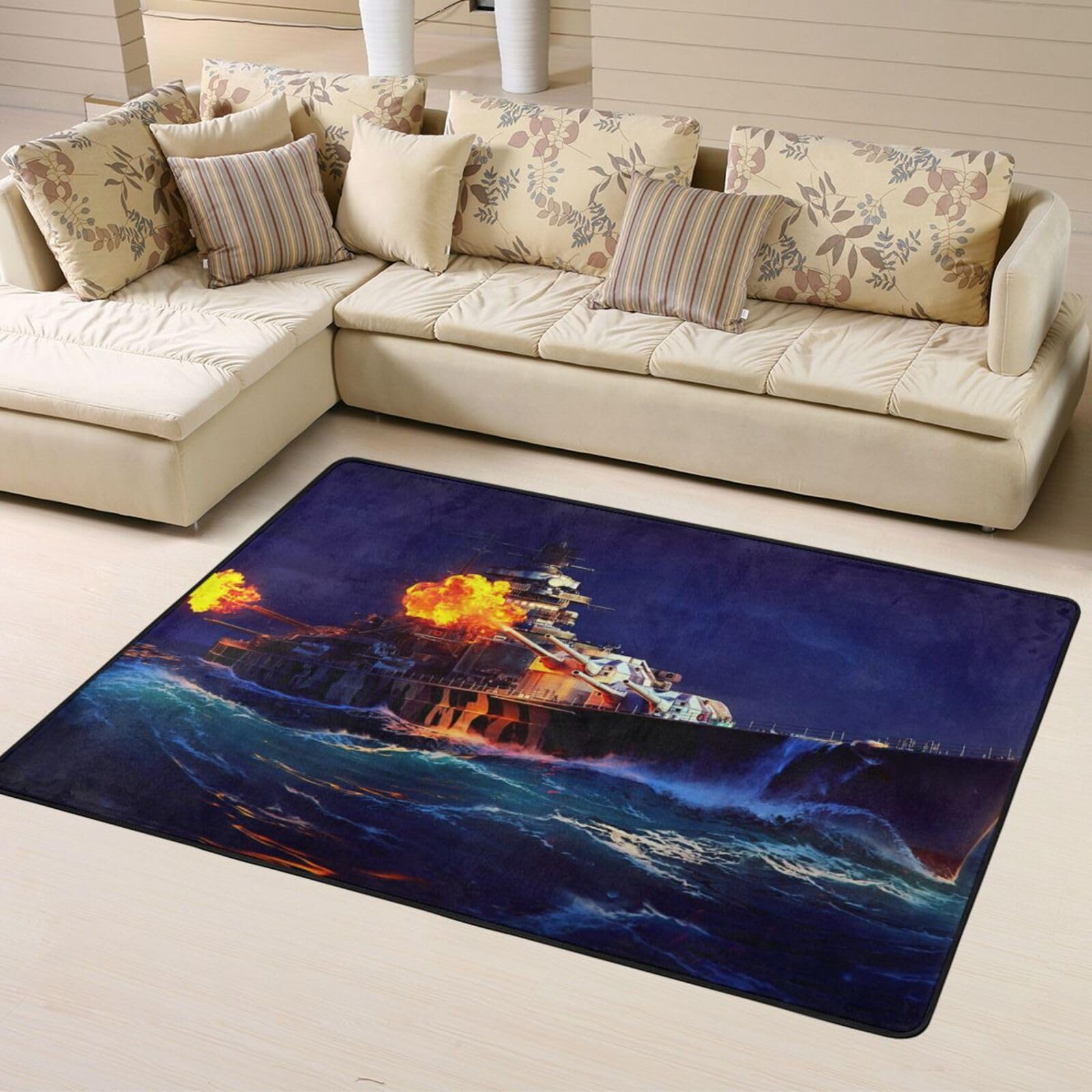 Tapis de salon motif bateau de ferry idéal pour créer un espace cosy dans un dortoir